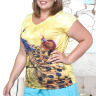 Желтая женская футболка со стразами 51695407