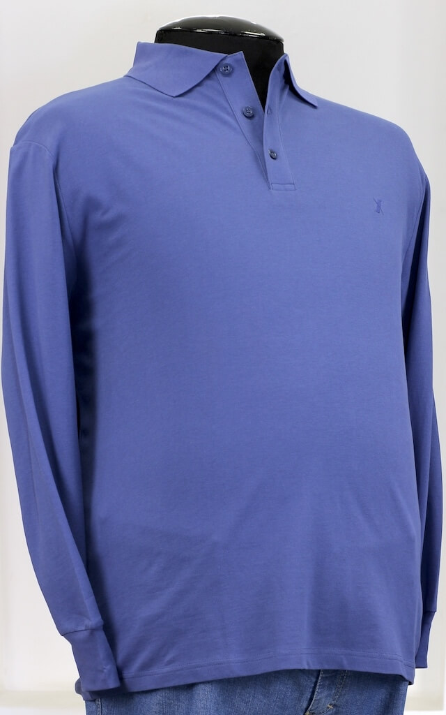 Однотонная рубашка-поло голубого цвета 23072156