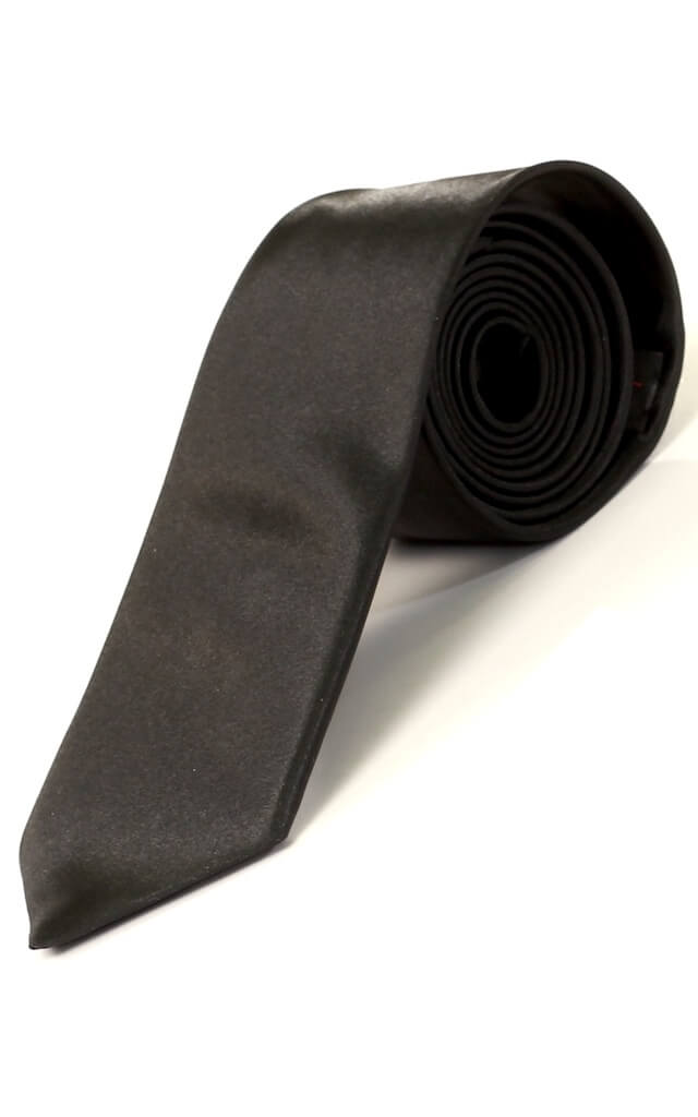 Черный однотонный галстук из атласа 22368909