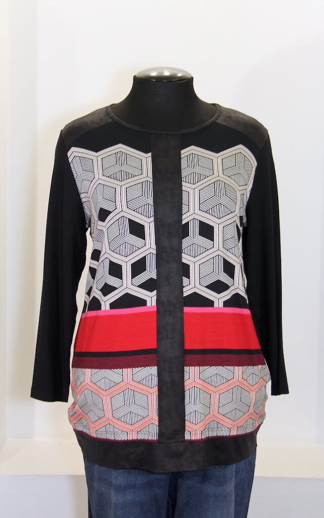 Черная блузка с геометрическим принтом арт. 46515198