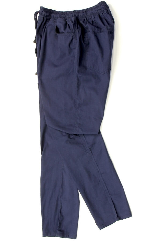 Синие льняные брюки на резинке 23310273