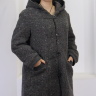 Серое пальто с капюшоном большого размера 44500806