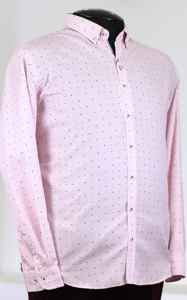 Мужская розовая рубашка в горошек 21241111