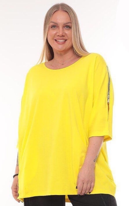 Желтая блузка с молнией на рукавах арт. 23675105