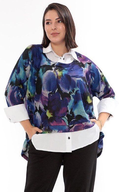 Рубашка блуза с цветочным принтом арт. 22672292