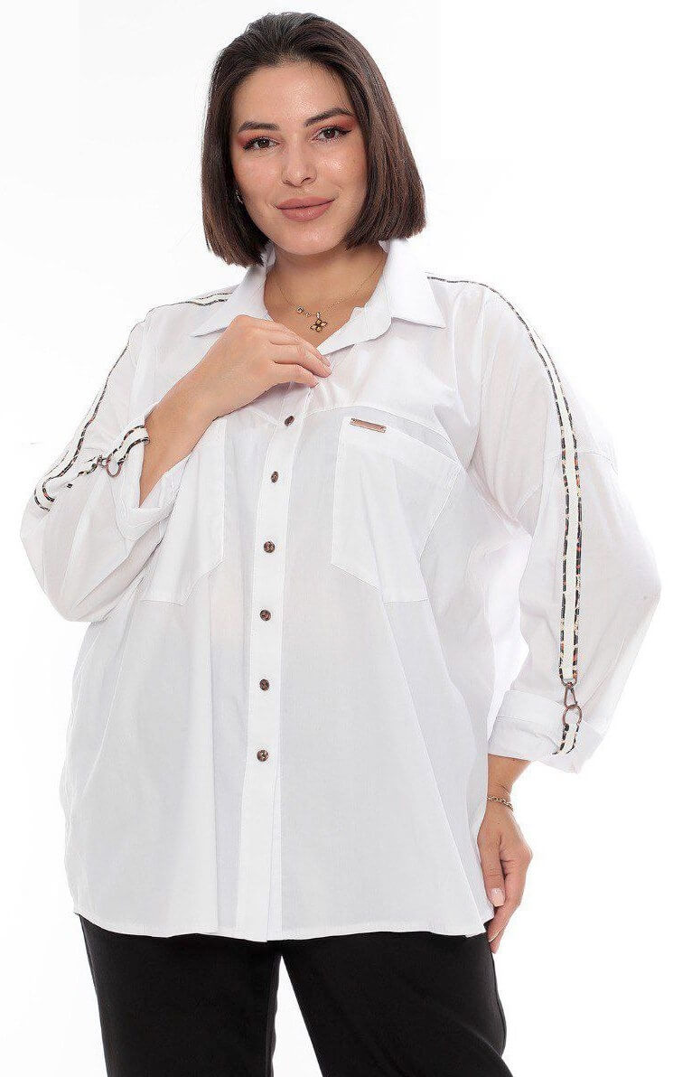 Стильная женская сорочка белого цвета арт. 22671171