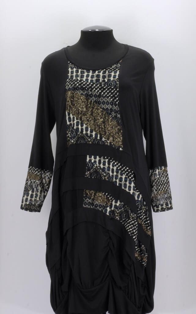 Черное платье в стиле колорблок  арт. 74505302